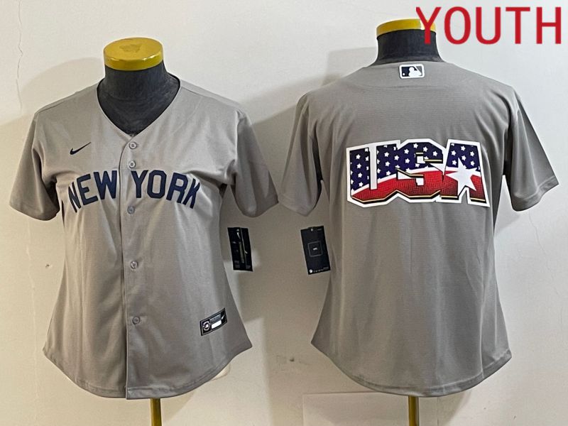 Youth New York Yankees Blank Grey Nike Game 2024 MLB Jersey style 1